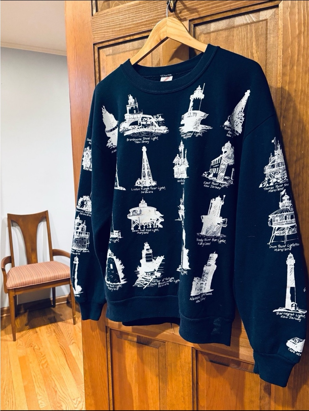 Vintage JERZEES LIGHTHOUSE Double Sided Crewneck Sweatshirt